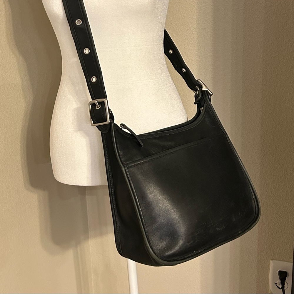 Vintage COACH LEGACY Zip Shoulder Crossbody Purse, Black Leather Nickel 9966 USA